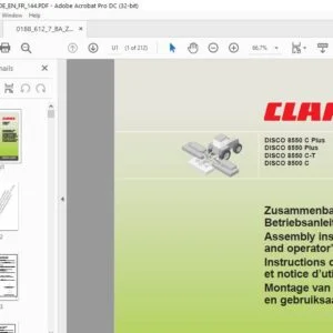CLASS DISCO 8550 C Plus 8550 Plus 8550 C-T 8500 C Assembly instructions & Operator's Manual