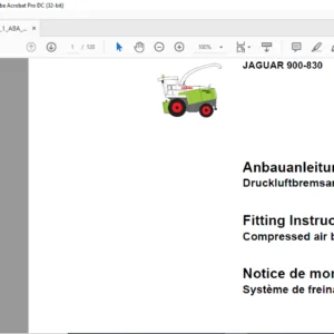 CLASS JAGUAR 900-830 Compressed air brake system Fitting Instructions Manual DE_EN_FR