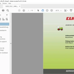 CLASS JAGUAR 900 - 830 Knife Support Fitting Instructions Manual DE_EN_FR - PDF DOWNLOAD