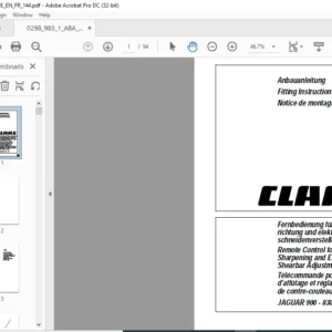 CLASS JAGUAR 900 - 830 Remote Control for Knife Sharpening & Electric Shearbar Fitting Instructions Manual DE_EN_FR
