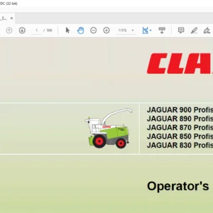 CLASS JAGUAR 900 890 870 850 830 Profistar Speedstar Operator's Manual