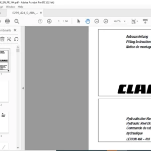 CLASS LEXION 460 – 410 Hydraulic Reel Drive Fitting Instructions Manual DE_EN_FR - PDF DOWNLOAD