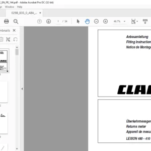 CLASS LEXION 480 - 410 Returns meter Fitting Instructions Manual DE_EN_FR