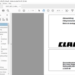 CLASS LEXION 480 Rice straw chopper Fitting Instructions Manual DE_EN_FR