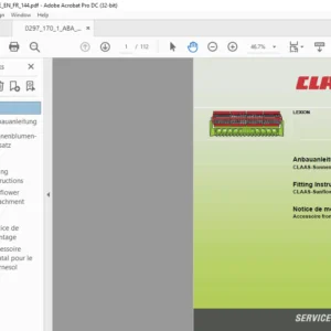CLASS LEXION CLAAS-Sunflower attachment Fitting Instructions Manual DE_EN_FR