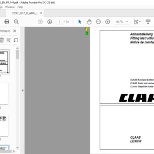 CLASS LEXION CLASS Grain tank unloading aid Fitting Instructions Manual DE_EN_FR