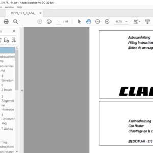 CLASS MEDION 340 - 310 Cab Heater Fitting Instructions Manual DE_EN_FR