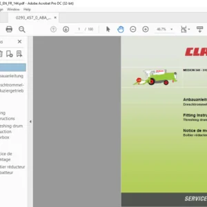 CLASS MEDION 340 - 310 Threshing drum reduction gearbox Fitting Instructions Manual DE_EN_FR
