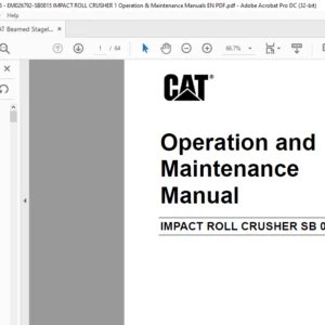 Cat Beamed Stageloader Impact Roll Crusher SB 0815 Operation and Maintenance Manual - PDF DOWNLOAD