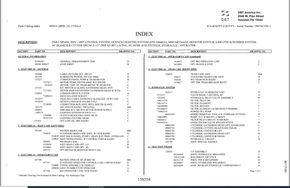 Cat CAT Continuous Haulage 25M1 ICG KNOTT RAVEN Parts Catalog Manual ...