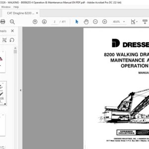 Cat Dragline 8200 Walking Dragline Operation & Maintenance Manual  - PDF DOWNLOAD