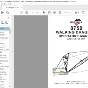 Cat Dragline 8750 ELECTRIC WALKING DRAGLINE  Operation & Maintenance Manual - PDF DOWNLOAD