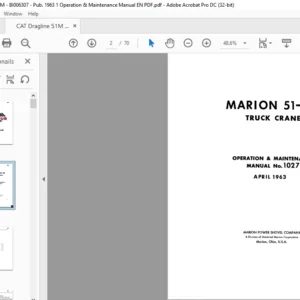 Cat Dragline Marion 51-m OPERATION & MAINTENANCE MANUAL - PDF DOWNLOAD
