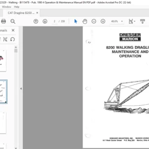 Cat Dragline Marion 8200 Walking Dragline Maintenance & Operation  Manual  - PDF DOWNLOAD
