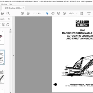 Cat Dragline Marion 8200 MARION PROGRAMMABLE SYSTEM AUTOMATIC LUBRICATION AND FAULT ANNUNCIATION  Operation & Maintenance Manual - PDF DOWNLOAD