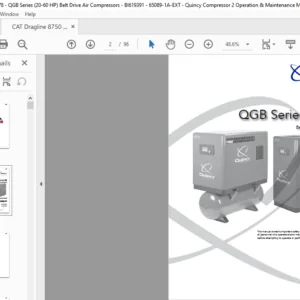 Cat Dragline Marion QGB Series (20-60 HP) Belt Drive Air Compressors Quincy Compressors Operation & Maintenance Manual - PDF DOWNLOAD