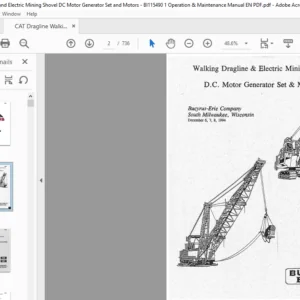 Cat Dragline Walking  Dragline & Electric Mining Shovel D.C. Motor Generator Set & Motors Operation & Maintenance Manual  - PDF DOWNLOAD