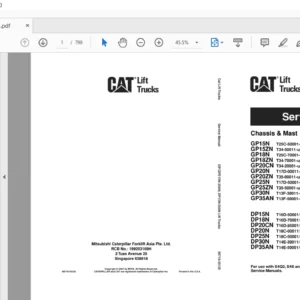 Caterpillar DP15N DP18N DP20CN DP20N DP25N DP30N DP35AN Chassis & Mast Service Manual