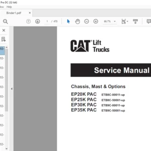 Caterpillar EP20K PAC EP25K PAC EP30K PAC EP35K PAC Chassis Mast & Options Service Manual - PDF DOWNLOAD