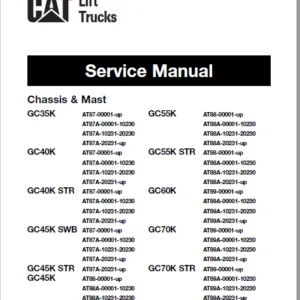 Caterpillar GC70K STR Lift Trucks Service Manuals - PDF DOWNLOAD