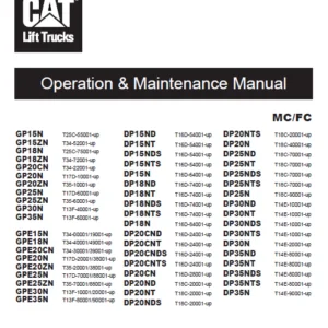 Caterpillar GP15ZN Lift Trucks Service Manual + Operation & Maintenance Manual - PDF DOWNLOAD