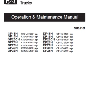 Caterpillar GP18N Lift Trucks Operation & Maintenance Manuals + Service Manuals - PDF DOWNLOAD