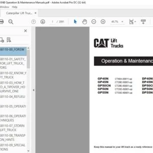 Caterpillar Lift Truck DP55NB Operation & Maintenance Manuals - Complete Set - PDF DOWNLOAD