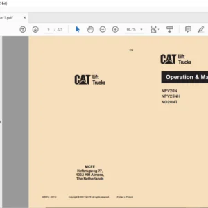 Caterpillar NO20NT Lift Trucks Operation & Maintenance Manual - PDF DOWNLOAD