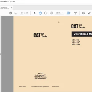 Caterpillar NOL10N Lift Trucks Operation & Maintenance Manual - PDF DOWNLOAD