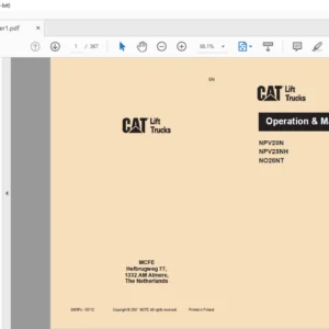 Caterpillar NPV20N Lift Trucks Service Manual + Operation & Maintenance Manual - PDF DOWNLOAD