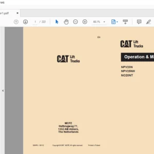 Caterpillar NPV25NH Lift Trucks Operation & Maintenance Manual - PDF DOWNLOAD