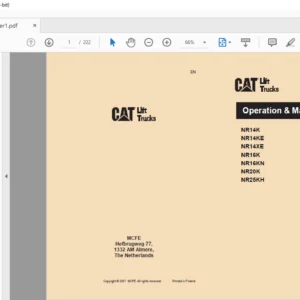 Caterpillar NR14K Lift Trucks Operation & Maintenance Manual - PDF DOWNLOAD