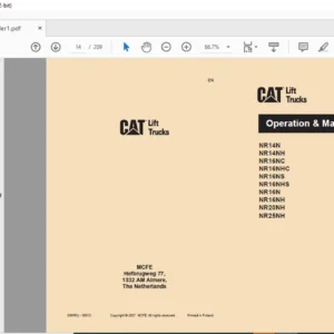 Caterpillar NR14NH Lift Trucks Operation & Maintenance Manual + Service Manual - PDF DOWNLOAD