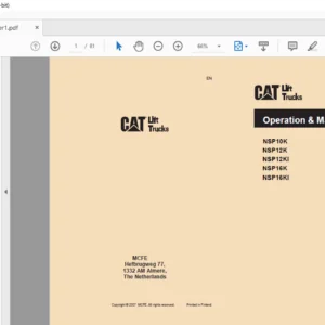 Caterpillar NSP12K Lift Trucks Operation & Maintenance Manual - PDF DOWNLOAD