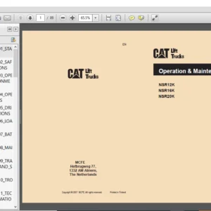 Caterpillar NSR20KI Lift Trucks Operation & Maintenance Manual - PDF DOWNLOAD
