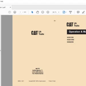 Caterpillar NSS15N Lift Trucks Operation & Maintenance Manual - PDF DOWNLOAD