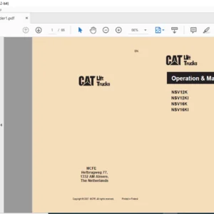 Caterpillar NSV12KI Lift Trucks Operation & Maintenance Manual - PDF DOWNLOAD