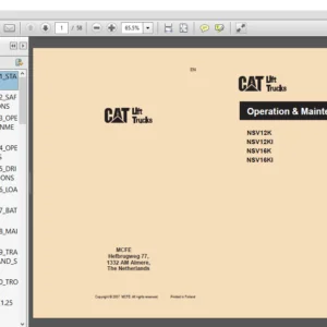 Caterpillar NSV16KI Lift Trucks Operation & Maintenance Manual - PDF DOWNLOAD