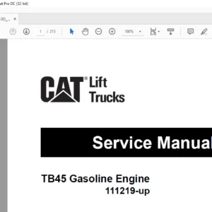 Caterpillar TB45 Gasoline Engine Lift Trucks Service Manual 111219-up - PDF DOWNLOAD