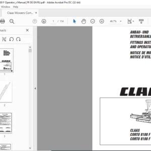 Claas CORTO 8100 F (JAGUAR 880 - 820) CORTO 8100 F (JAGUAR 695 - 690) Operator's Manual FR_DE_EN
