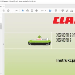 Claas Corto 290F 290FN 270F 270FN 250F 210F Instrukcją obsługi - (Polish)