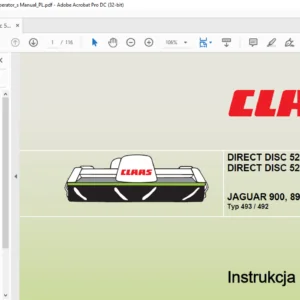Claas DIRECT DISC 520 Contour DIRECT DISC 520 JAGUAR 900 890 870 850 830 Typ 493 492 Instrukcja obsługi - POLISH