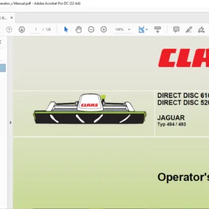 Claas Direct Disc 610 Direct Disc 520 Comfort Jaguar Operator's Manual - PDF DOWNLOAD