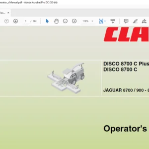 Claas Disco 8700 C Plus Disco 8700 C JAGUAR 8700/900 - 820 MODEL 492/491 Operator's Manual
