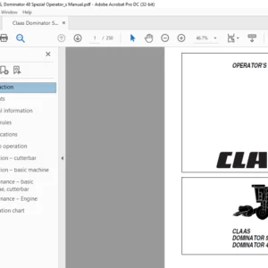 Claas Dominator 58 58 S Dominator 48 Spezial Operator's Manual - PDF DOWNLOAD