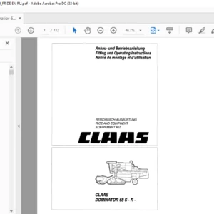 Claas Dominator 68 S-R Fitting & Operating Instructions Manual FR_GR_EN - PDF DOWNLOAD