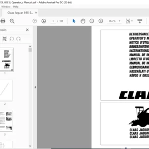 Claas Jaguar 695 SL 690 SL 685 SL Operator's Manual - PDF DOWNLOAD