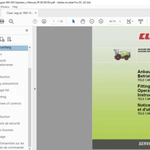 Claas Jaguar 980-950 Jaguar 900-830 Tele cam Operator's Manual FR_DE_EN