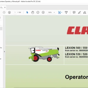 Claas Lexion 560 550 Montana Lexion 530 520 Montana Operator's Manual - PDF DOWNLOAD