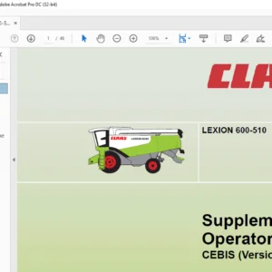 Claas Lexion 600-510 CEBIS (Version 1.4.0) Operator's Manual - PDF DOWNLOAD